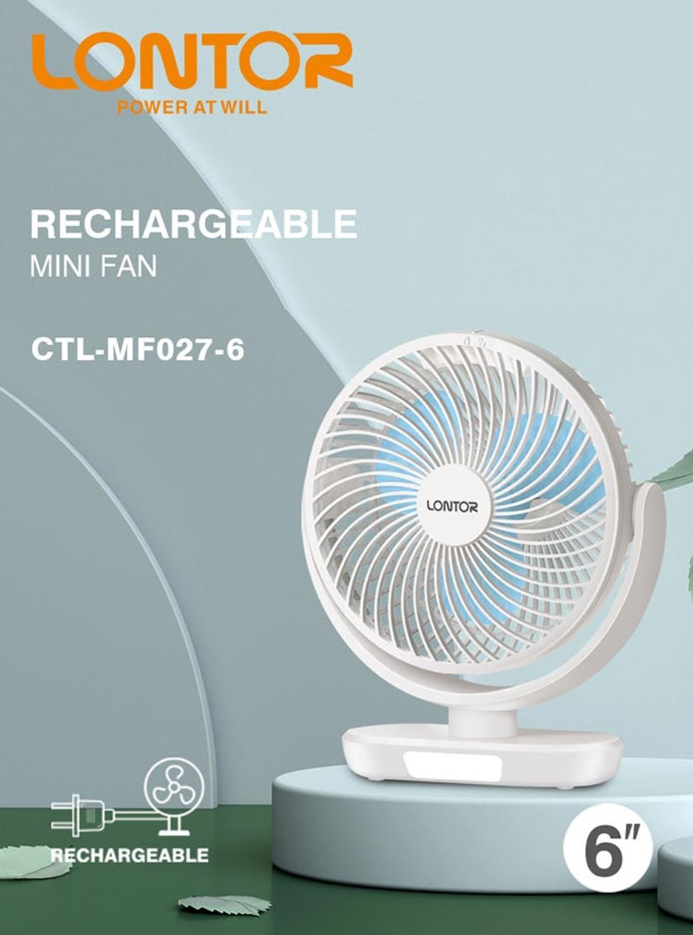 6" Lontor 120° auto rotating fan with led CTL-MF027-6 Image