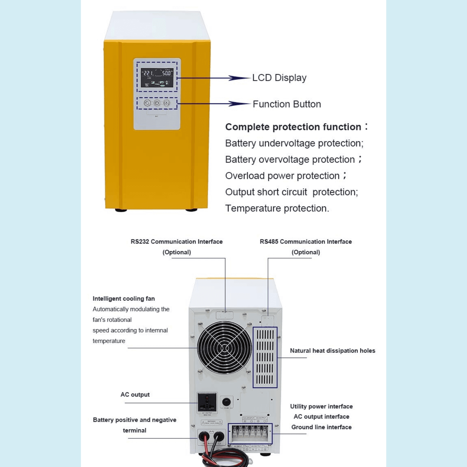 1000VA/700W solar inverter + 220Ah tubular  battery Image