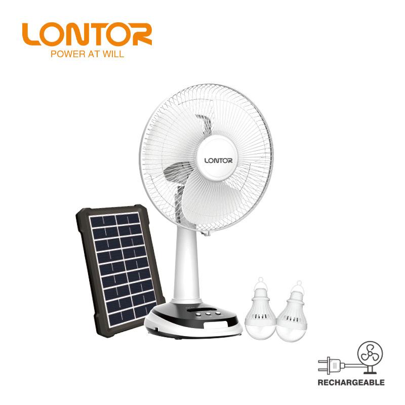 12 inches Lontor Solar rechargeable fan, family size Image