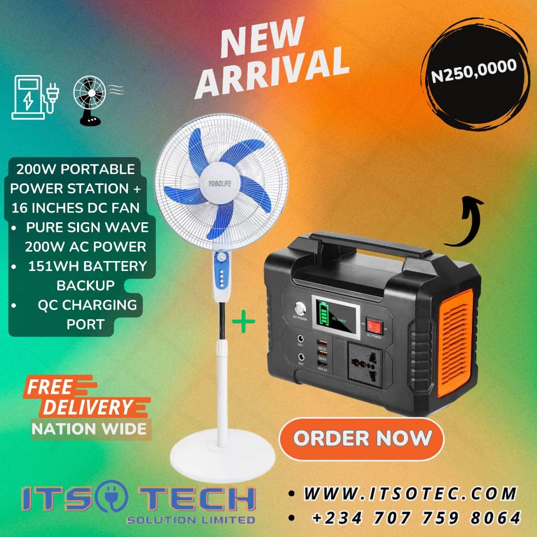 16 inches DC fan + 200w portable solar generator Image
